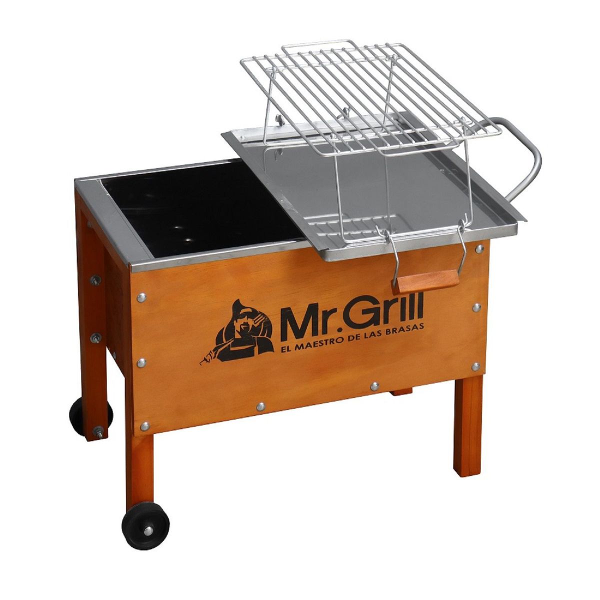 MR GRILL - Caja China Mediana Junior Galvanizada + Parrilla Varillas 