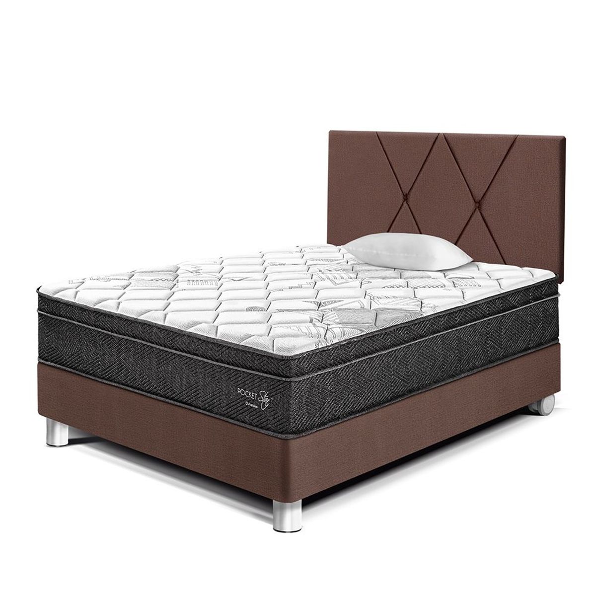 PARAISO - Dormitorio Pocket Star Loft 1.5 Plz Chocolate + 1 Almohada + Protector