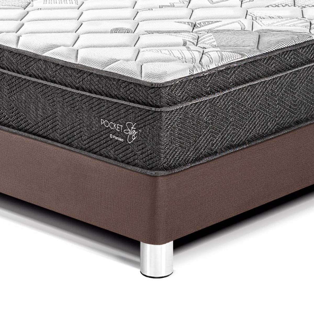 PARAISO - Dormitorio Pocket Star Loft 1.5 Plz Chocolate + 1 Almohada + Protector