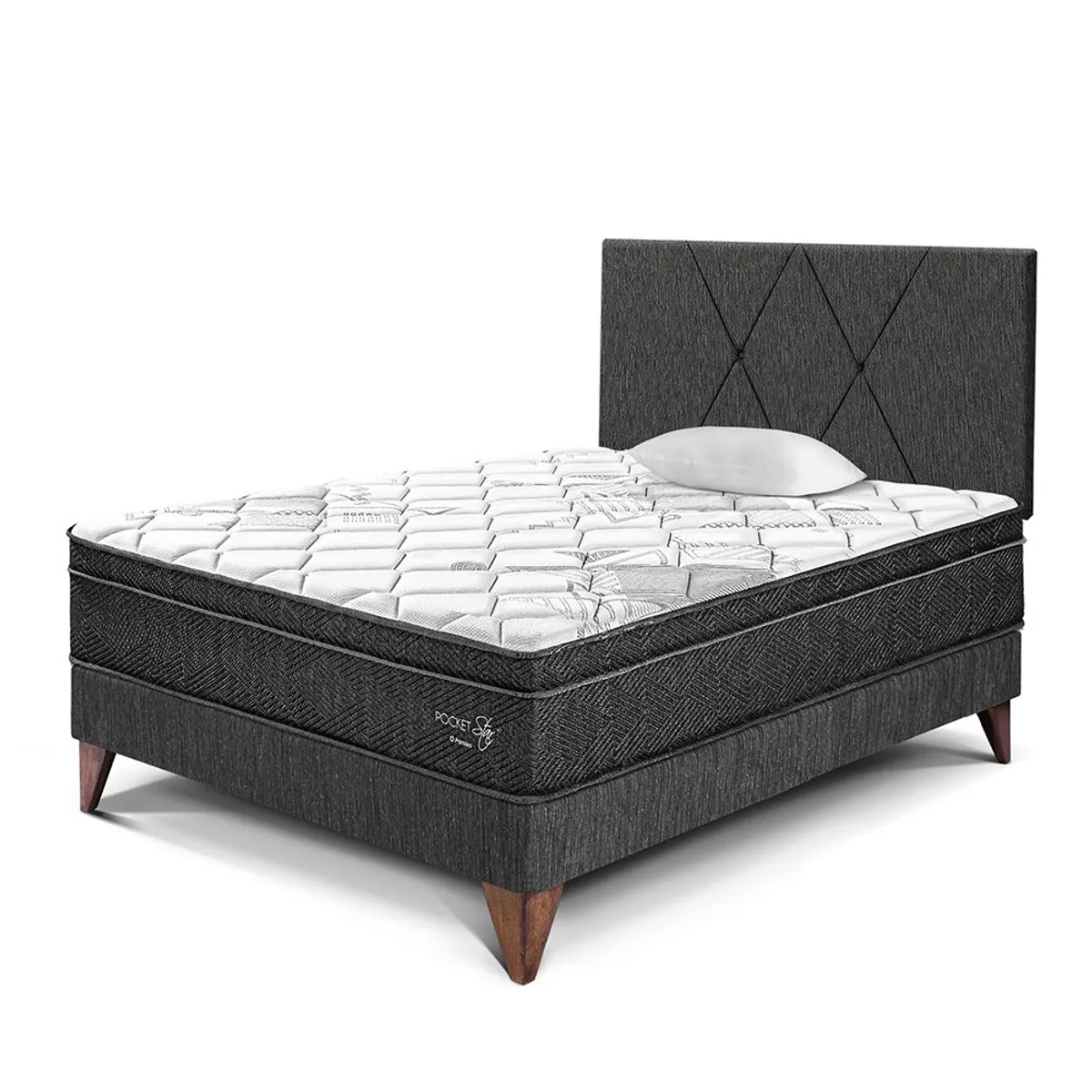 PARAISO - Dormitorio Europeo Pocket Star Loft 1.5 Plz + 1 Almohada + Protector
