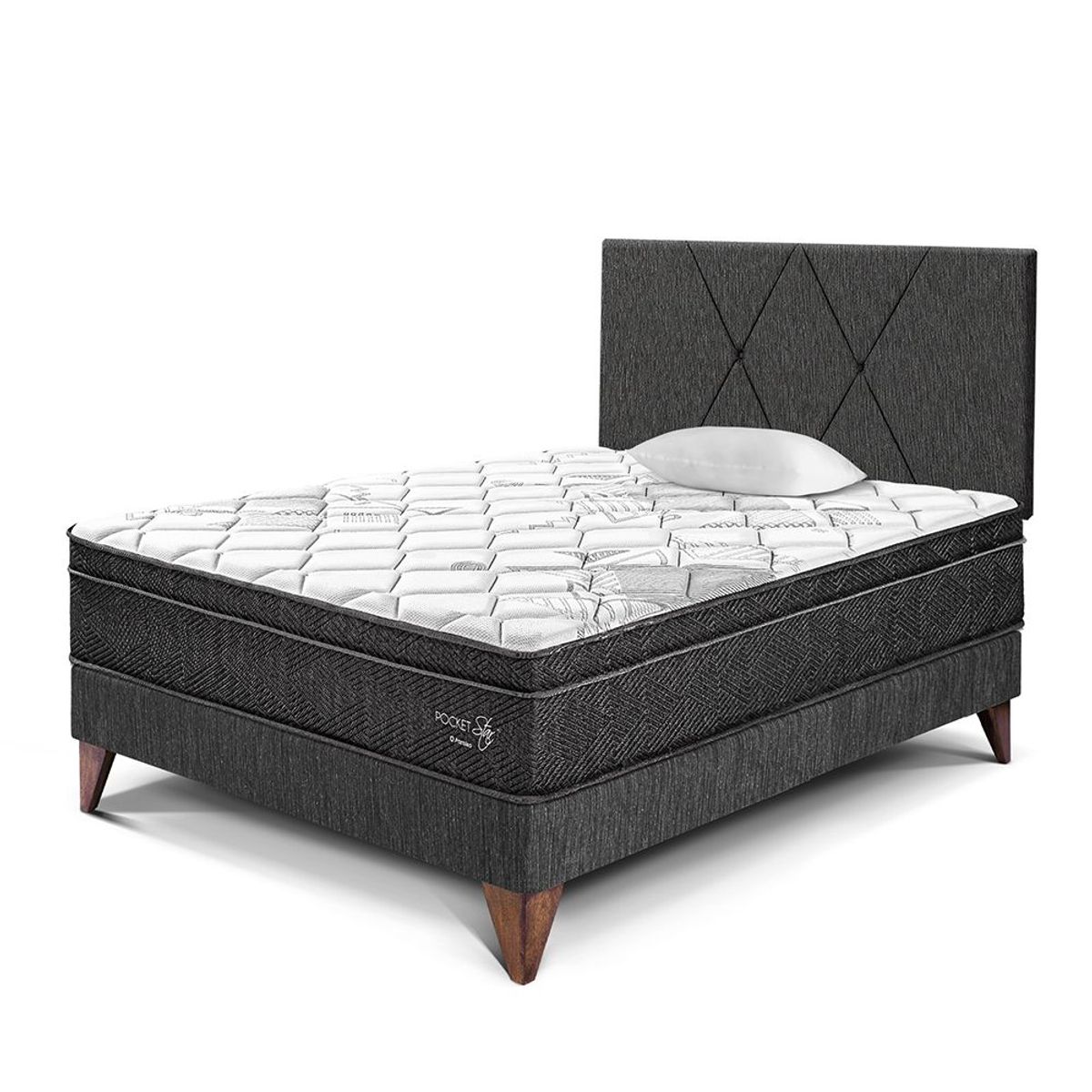 PARAISO - Dormitorio Europeo Pocket Star Loft 1.5 Plz + 1 Almohada + Protector