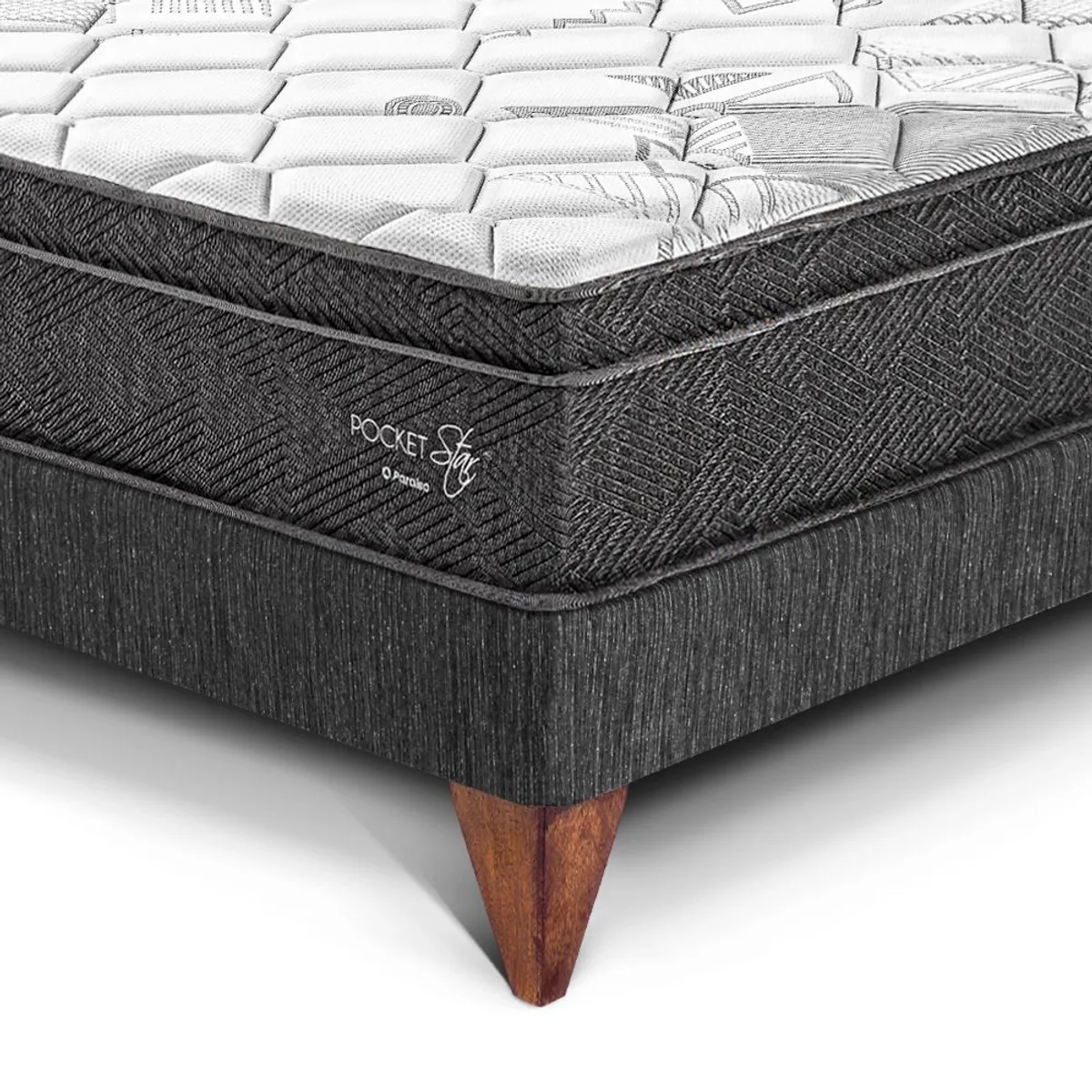 PARAISO - Dormitorio Europeo Pocket Star Loft 1.5 Plz + 1 Almohada + Protector