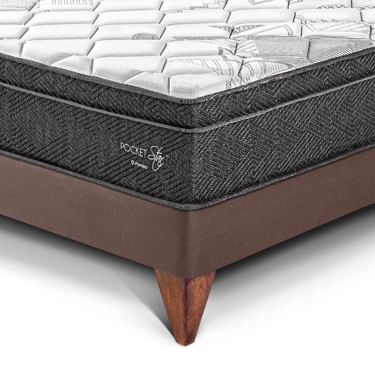 PARAISO - Dormitorio Europeo Pocket Star Loft Queen + 2 Almohadas + Protector