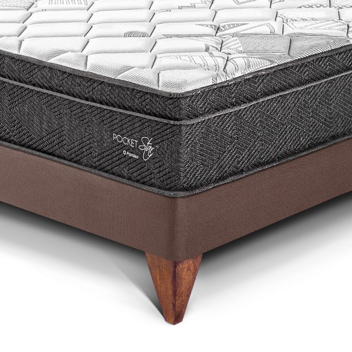 PARAISO - Dormitorio Europeo Pocket Star Loft King + 2 Almohadas + Protector