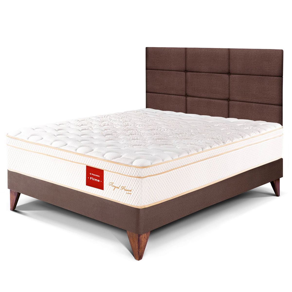 PARAISO - Dormitorio Europeo Royal Prince Firme Blocks 1.5 Plz Chocolate + 1 Almohada Viscoelástica