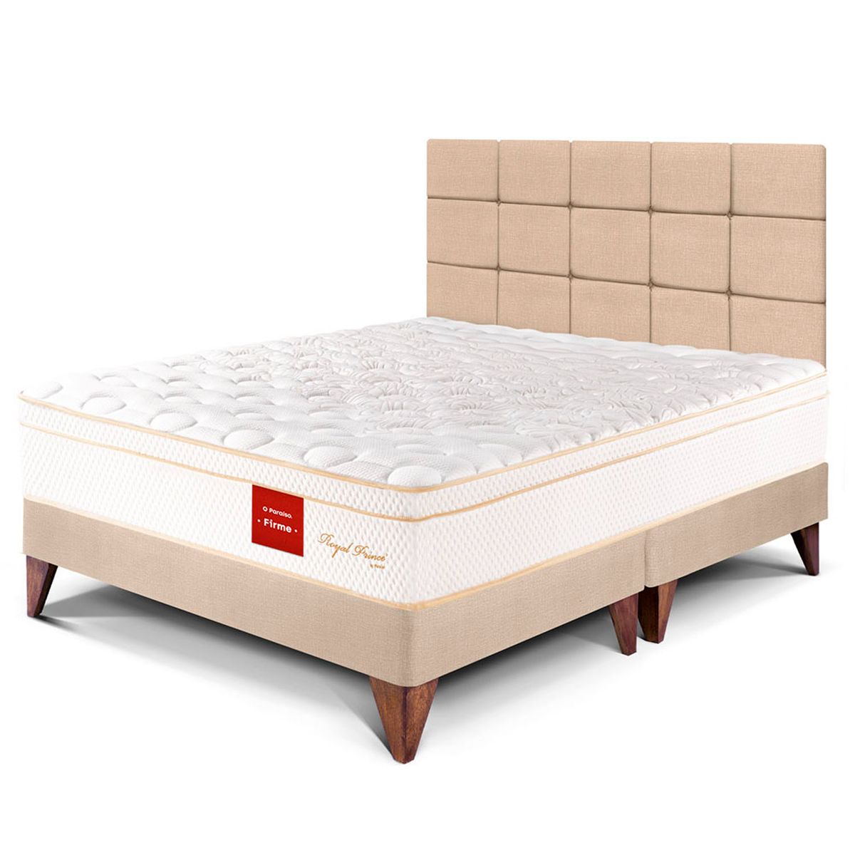 PARAISO - Dormitorio Europeo Royal Prince Firme Blocks Queen + 2 Almohadas Viscoelásticas + Protector