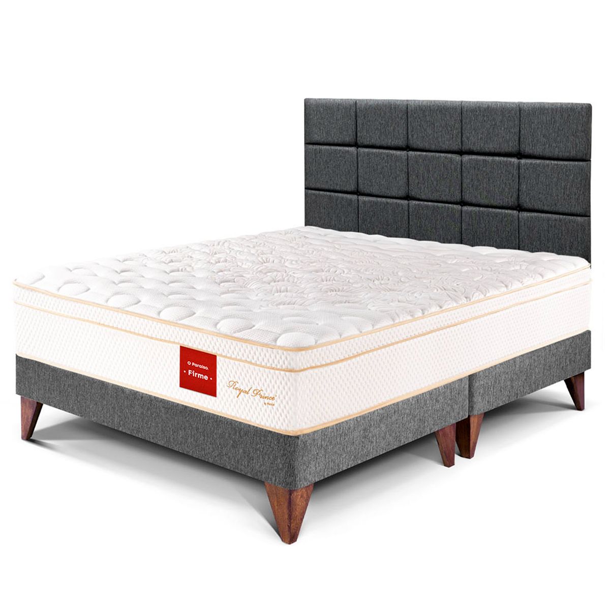 PARAISO - Dormitorio Europeo Royal Prince Firme Blocks Queen + 2 Almohadas Viscoelásticas + Protector
