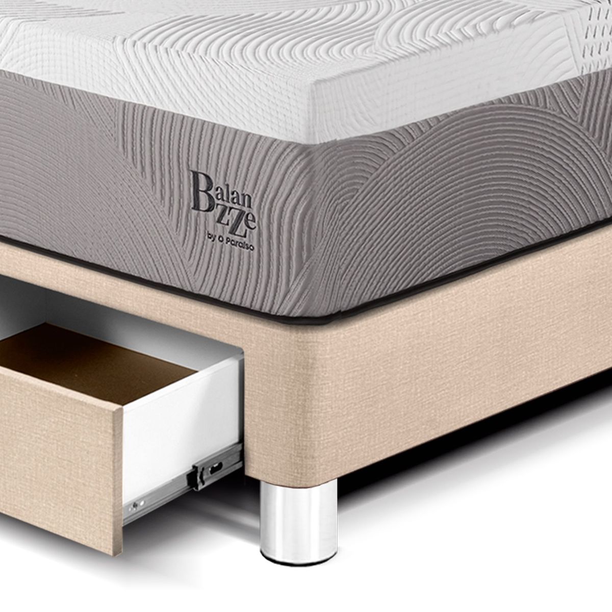 PARAISO - Dormitorio Con Cajones Balanzze Blocks Queen + 2 Almohadas Viscoelásticas