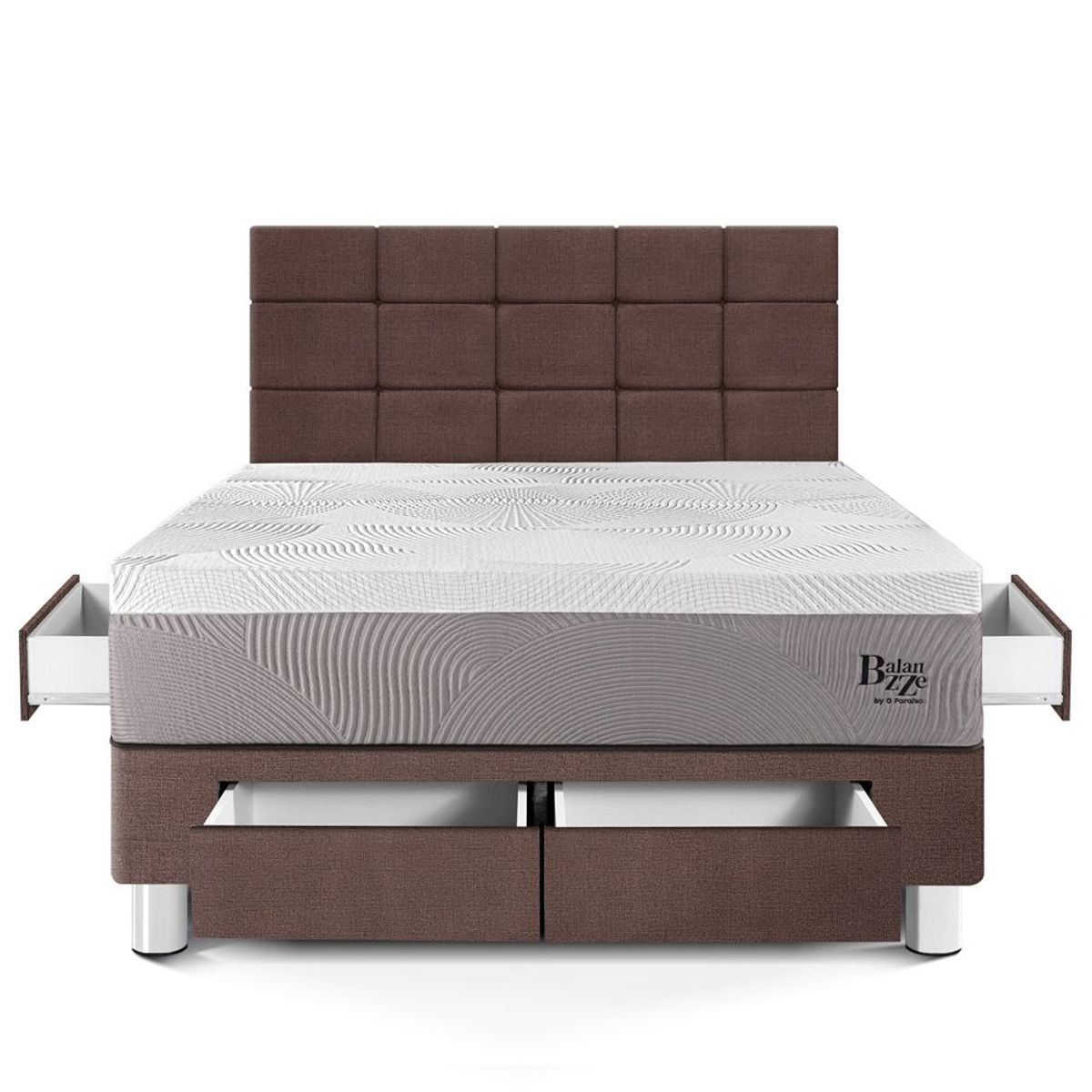 PARAISO - Dormitorio con Cajones Balanzze Blocks Queen + 2 Almohadas Viscoelásticas + Protector