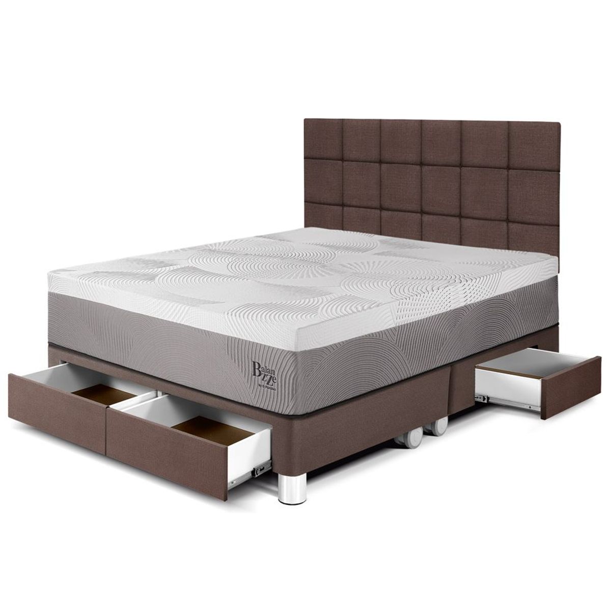 PARAISO - Dormitorio con Cajones Balanzze Blocks King  + 2 Almohadas Viscoelásticas + Protector