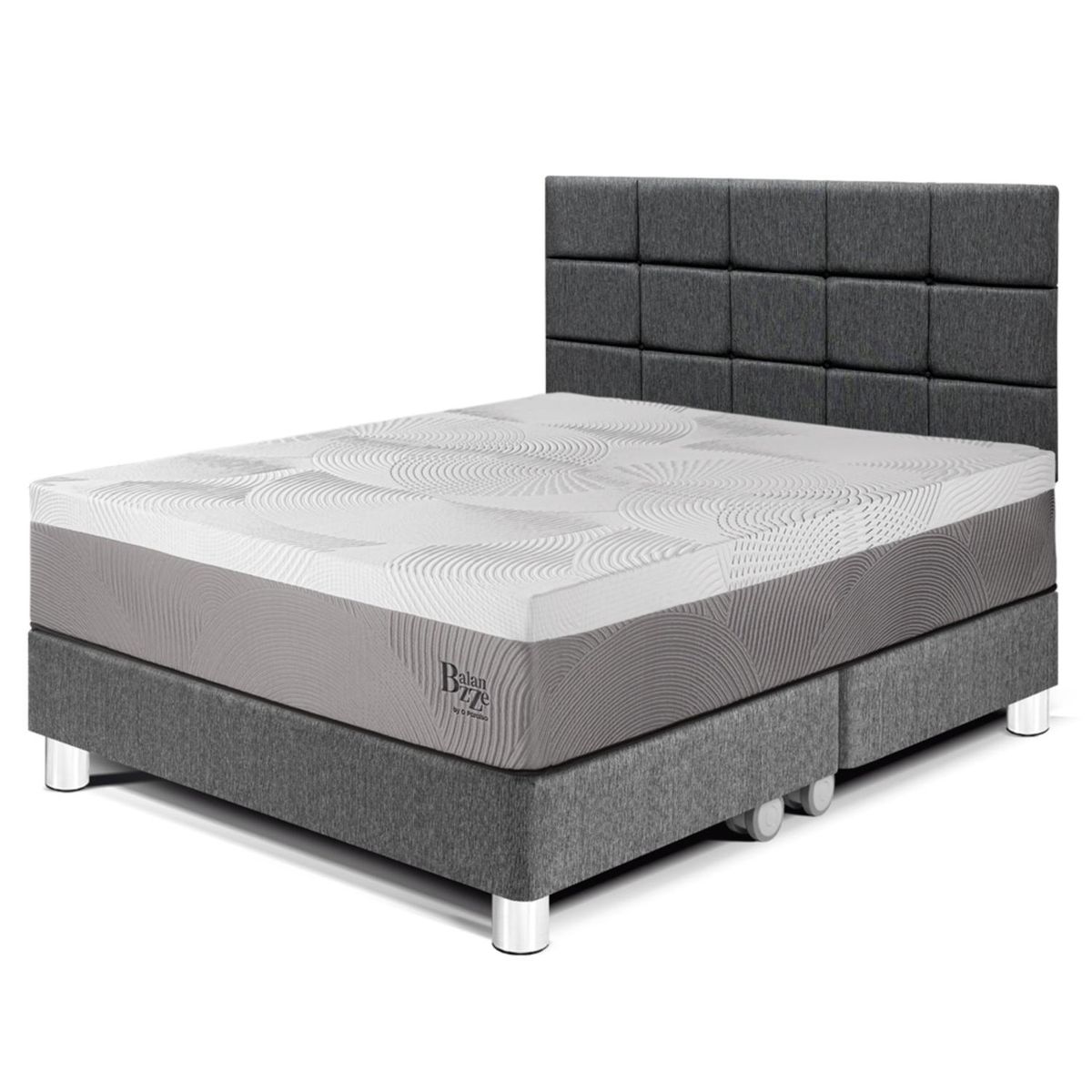 PARAISO - Dormitorio Balanzze Blocks Queen + 2 Almohadas Viscoelásticas