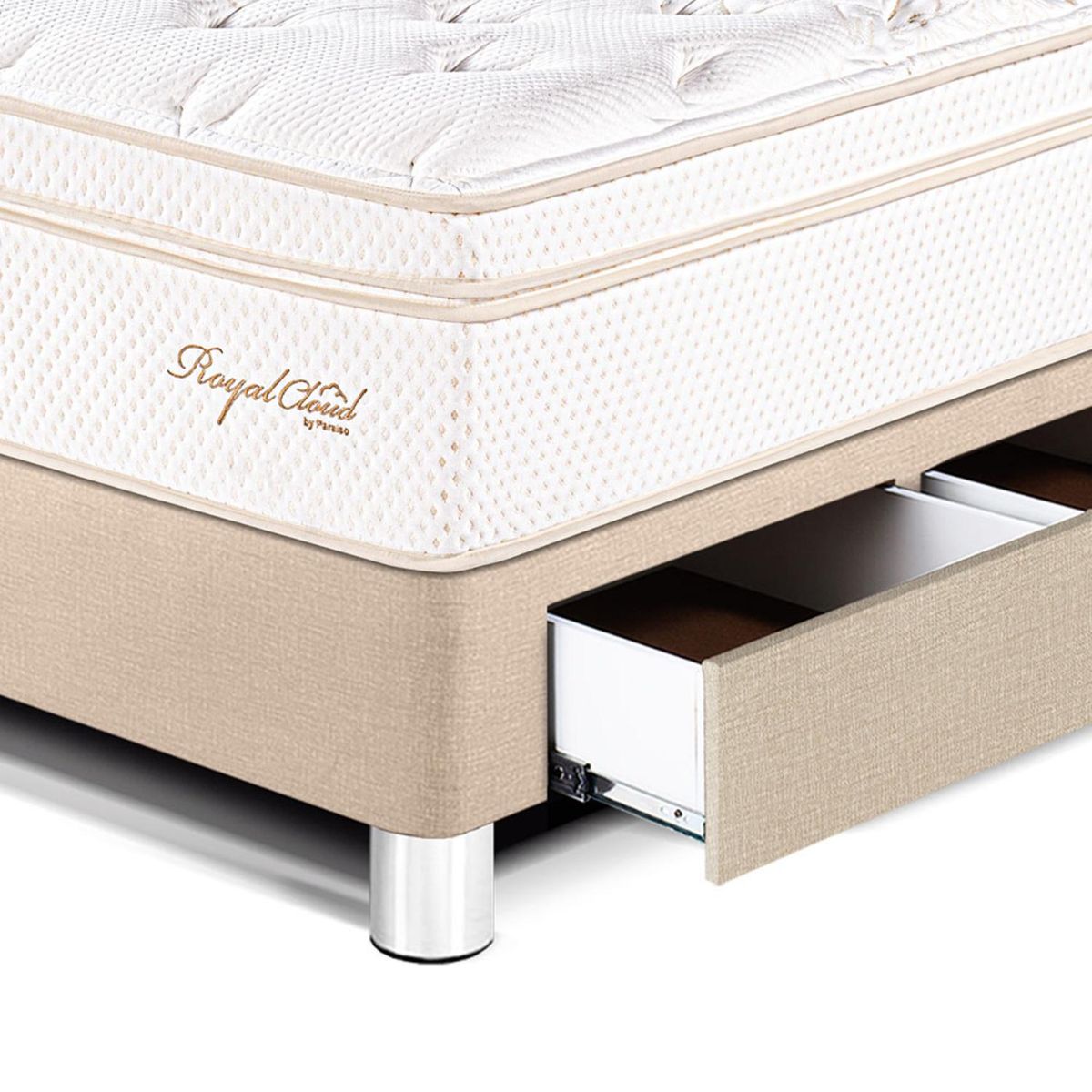 PARAISO - Dormitorio Con Cajones Royal Cloud Blocks 1.5 Plz Champgane + 1 Almohada Viscoelástica