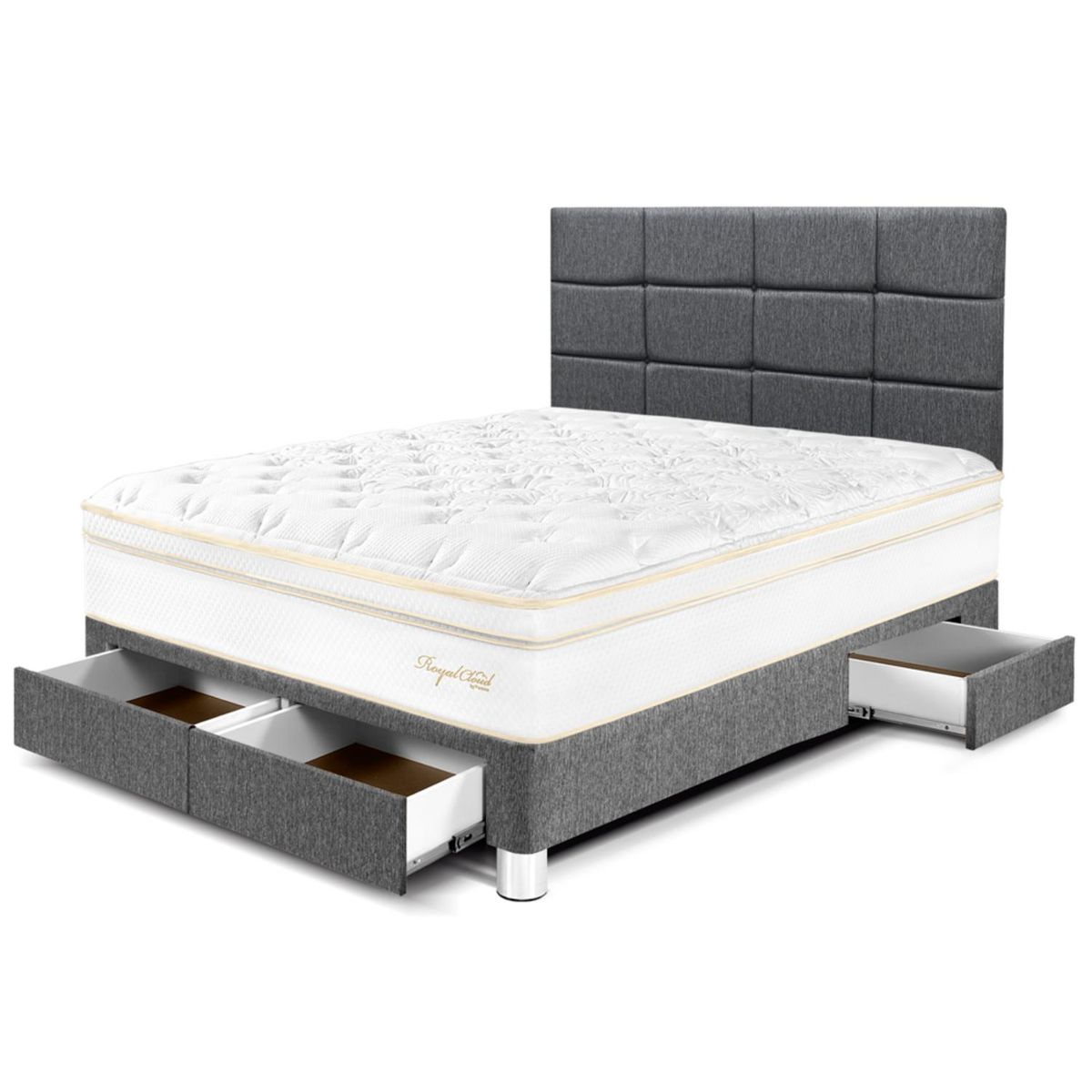 PARAISO - Dormitorio con Cajones Royal Cloud Blocks 2 Plz + 2 Almohadas Viscoelásticas + Protector
