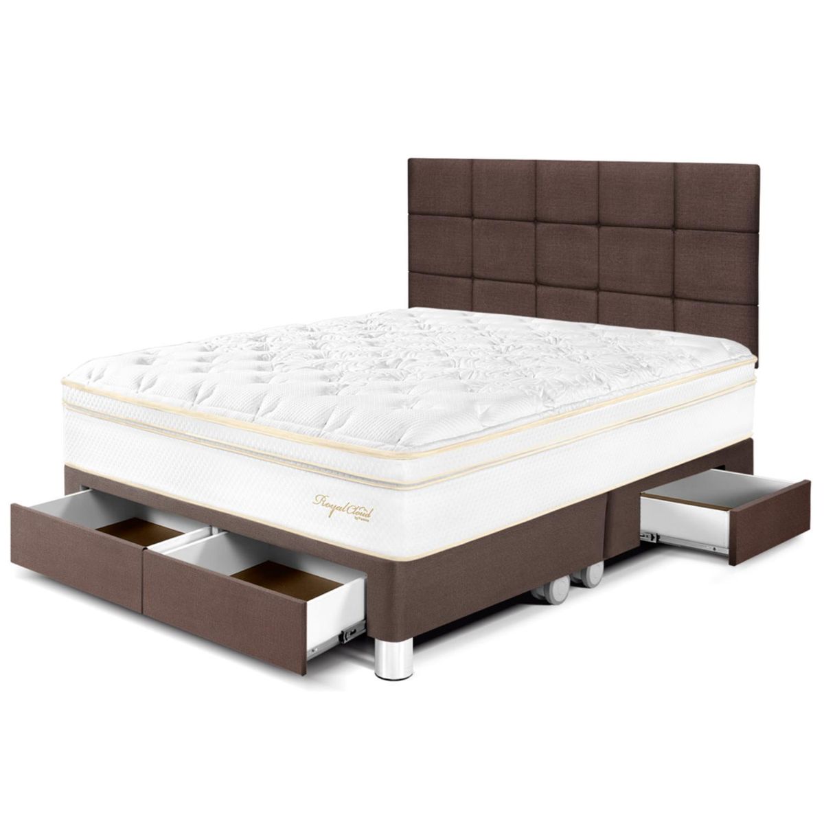 PARAISO - Dormitorio Con Cajones Royal Cloud Blocks Queen + 2 Almohadas Viscoelásticas