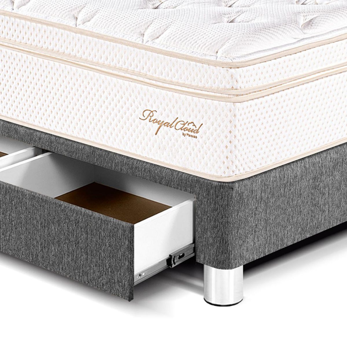 PARAISO - Dormitorio Con Cajones Royal Cloud Blocks Queen + 2 Almohadas Viscoelásticas