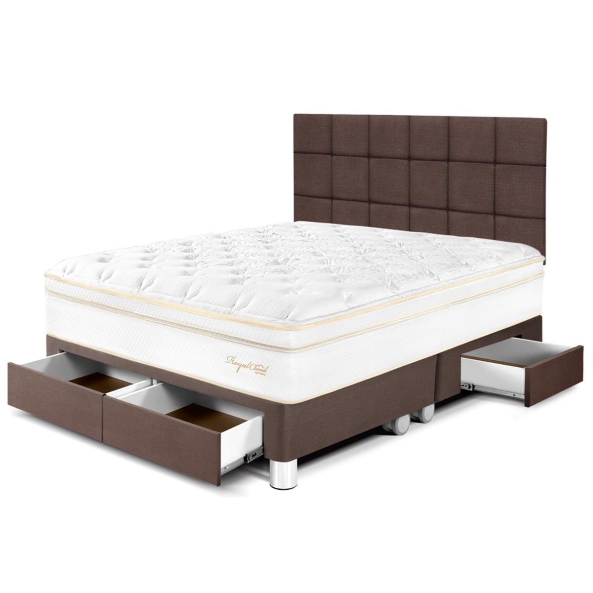 PARAISO - Dormitorio con Cajones Royal Cloud Blocks King + 2 Almohadas Viscoelásticas + Protector