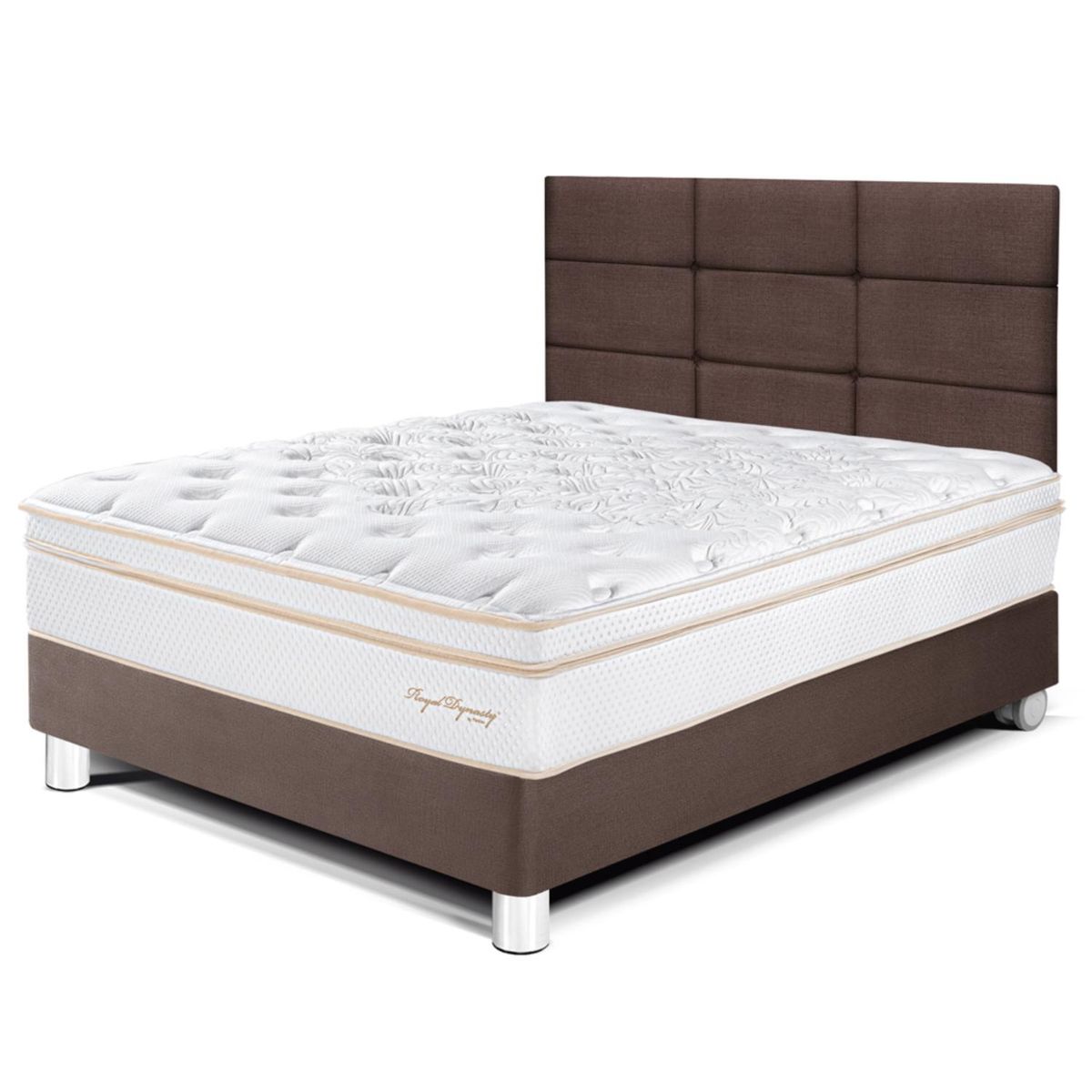 PARAISO - Dormitorio Royal Dynasty Blocks 1.5 Plz Chocolate + 1 Almohada Viscoelástica