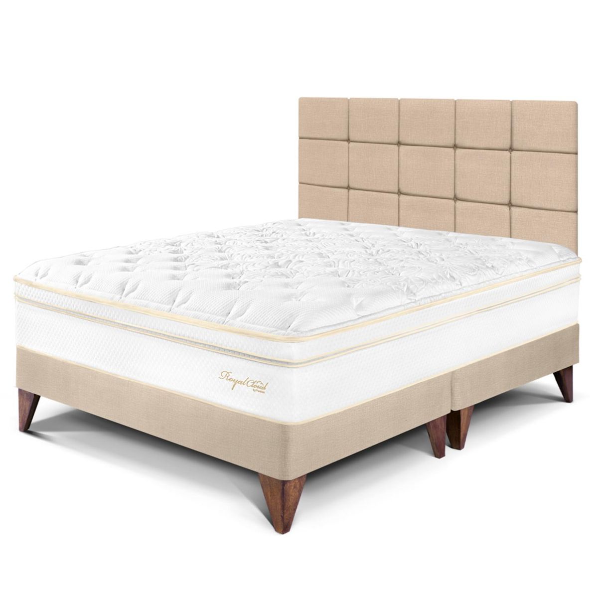 PARAISO - Dormitorio Europeo Royal Cloud Blocks Queen + 2 Almohadas Viscoelásticas + Protector