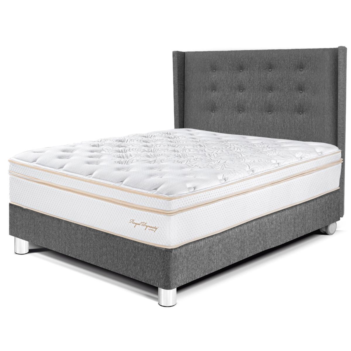 PARAISO - Dormitorio Royal Dynasty Gold 1.5 Plz Gris + 1 Almohada Viscoelástica