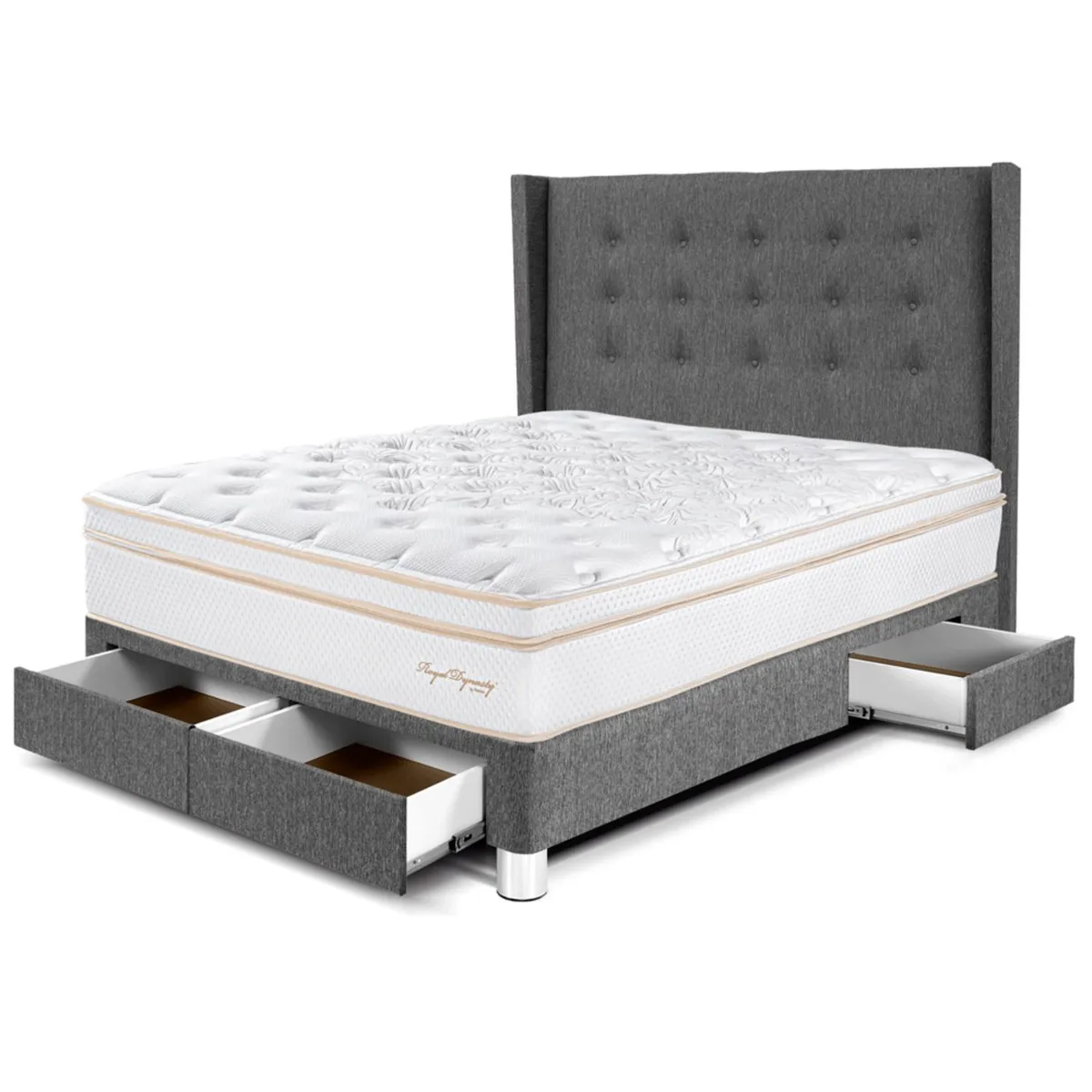 PARAISO - Dormitorio con Cajones Royal Dynasty Gold 2 Plz + 2 Almohadas Viscoelásticas + Protector