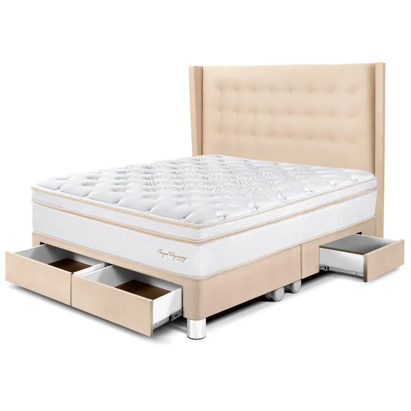 PARAISO - Dormitorio con Cajones Royal Dynasty Gold King + 2 Almohadas Viscoelásticas + Protector