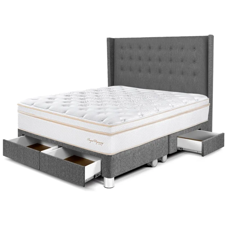 PARAISO - Dormitorio con Cajones Royal Dynasty Gold King + 2 Almohadas Viscoelásticas + Protector