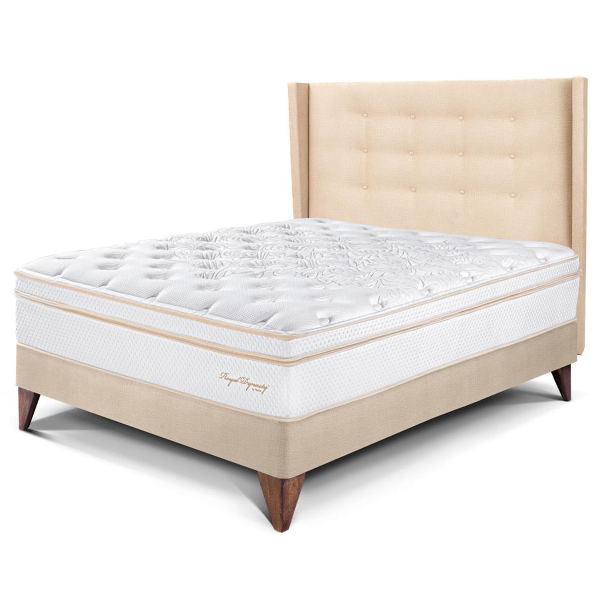 PARAISO - Dormitorio Europeo Royal Dynasty Gold 1.5 Plz Champagne + 1 Almohada Viscoelástica