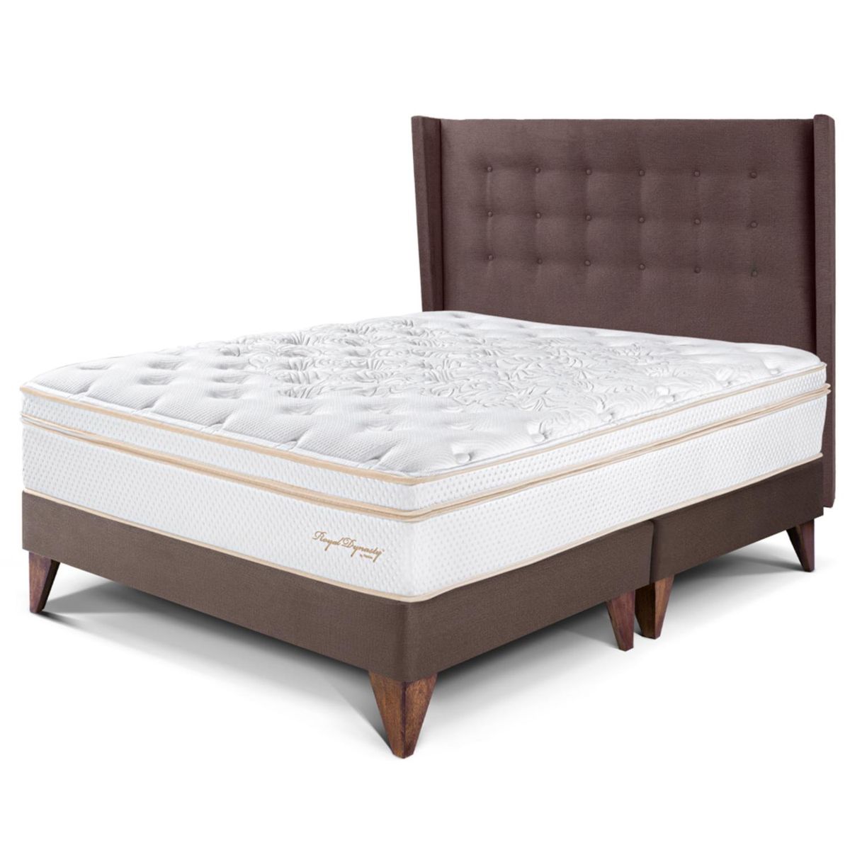 PARAISO - Dormitorio Europeo Royal Dynasty Gold Queen + 2 Almohadas Viscoelásticas + Protector