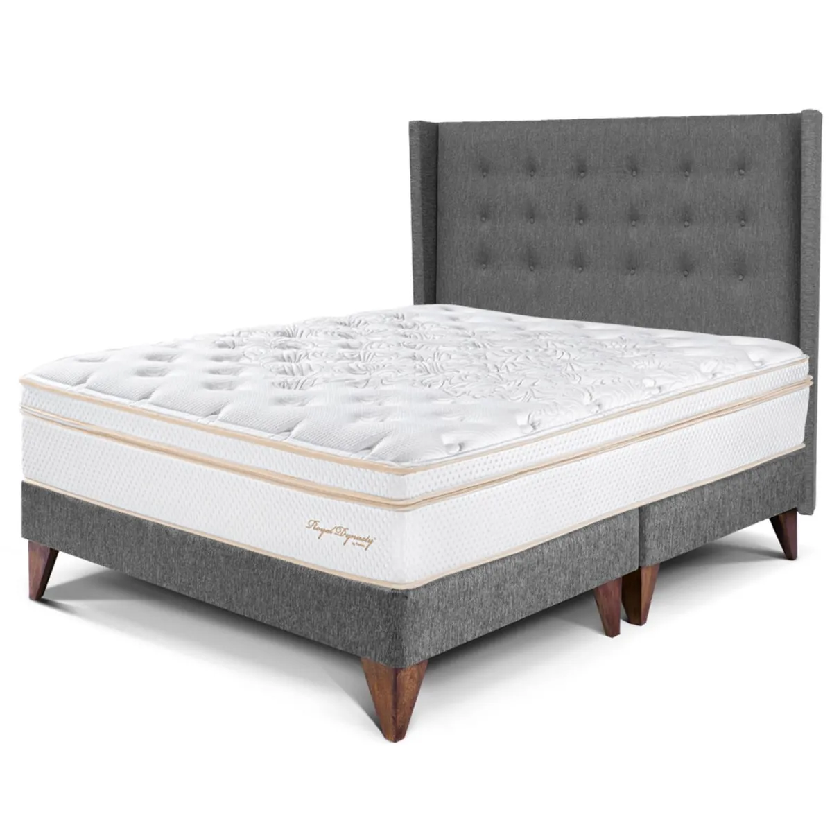 PARAISO - Dormitorio Europeo Royal Dynasty Gold Queen + 2 Almohadas Viscoelásticas + Protector