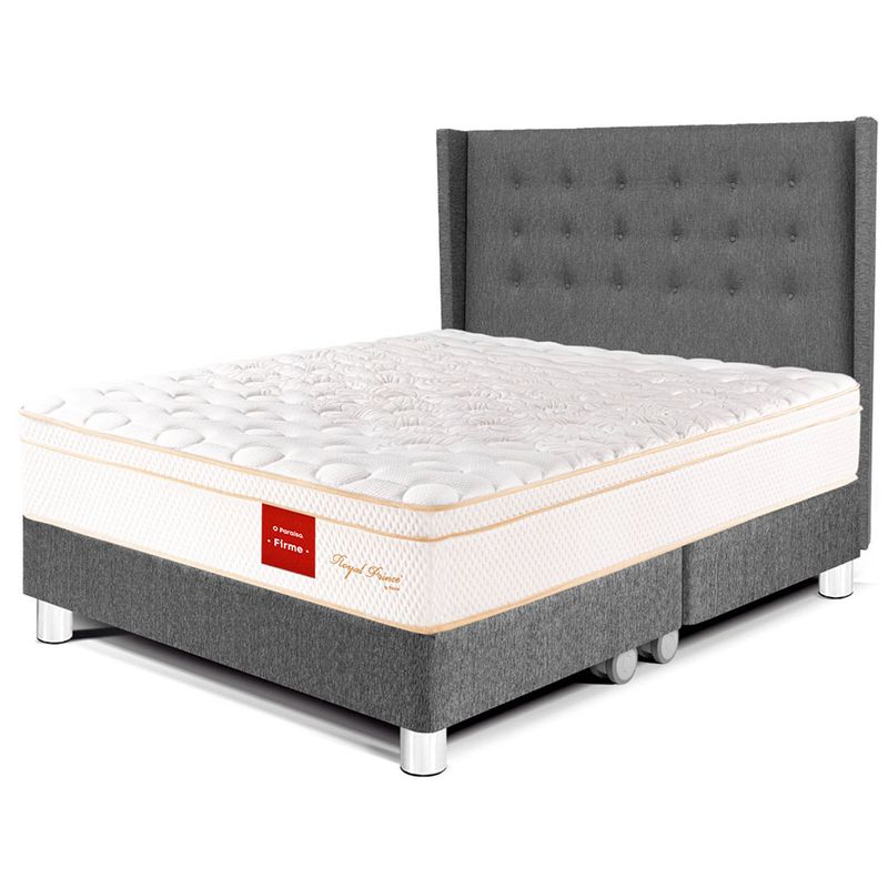 PARAISO - Dormitorio Royal Prince Firme Gold Queen + 2 Almohadas Viscoelásticas + Protector