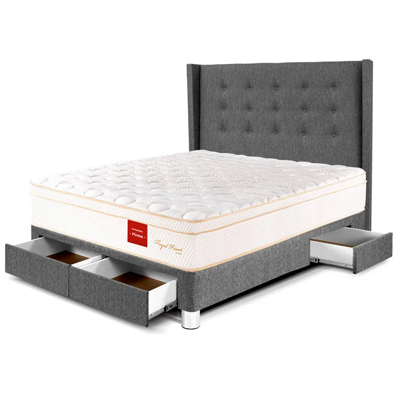 PARAISO - Dormitorio con Cajones Royal Prince Firme Gold 2 Plz + 2 Almohadas Viscoelásticas + Protector