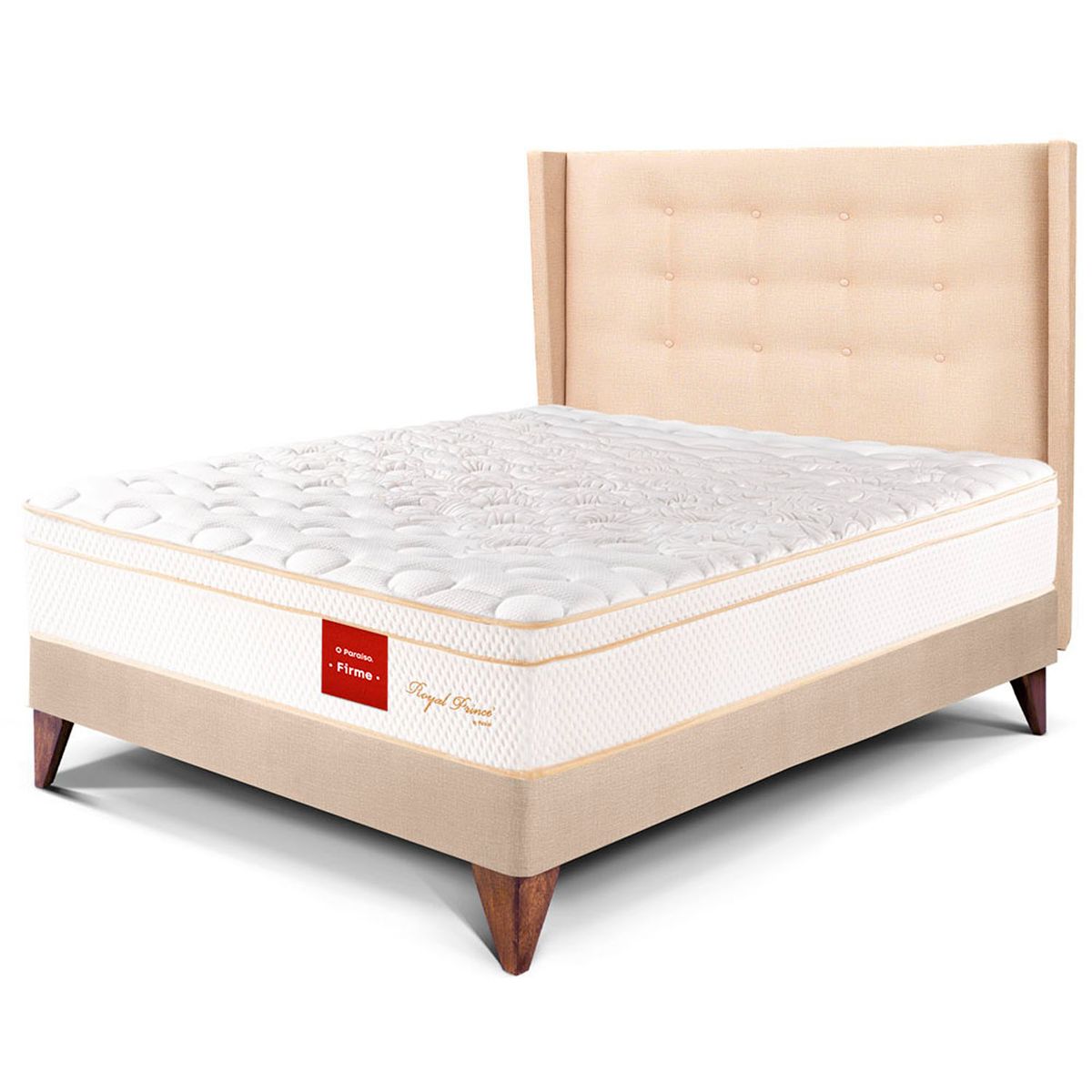 PARAISO - Dormitorio Europeo Royal Prince Firme Gold 1.5 Plz Champagne + 1 Almohada Viscoelástica