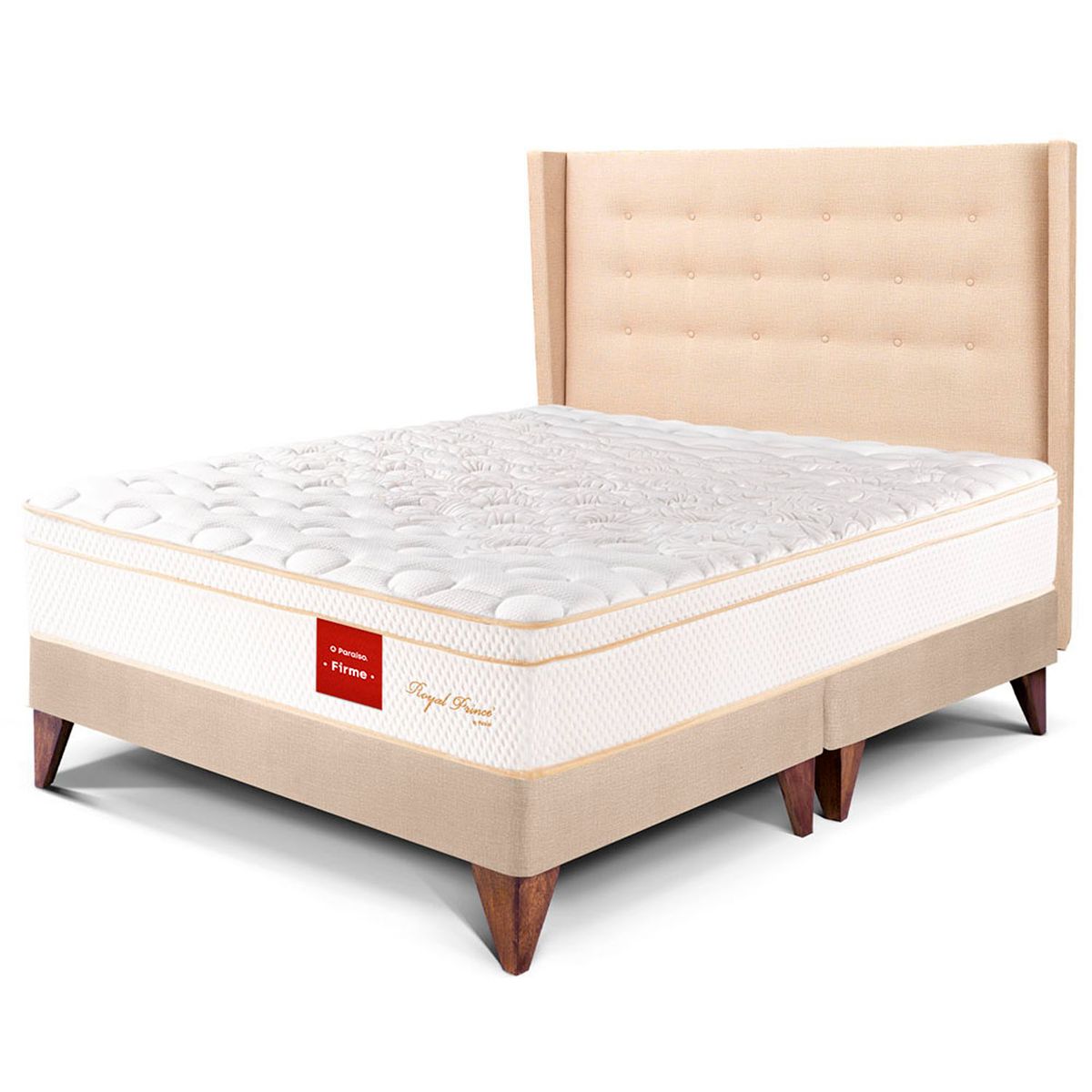 PARAISO - Dormitorio Europeo Royal Prince Firme Gold Queen + 2 Almohadas Viscoelásticas + Protector