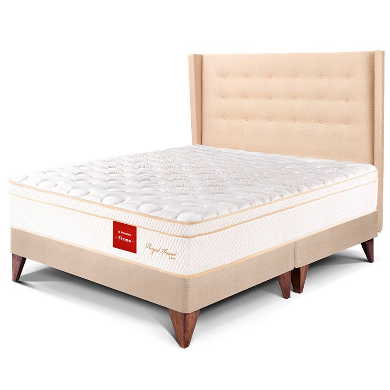 PARAISO - Dormitorio Europeo Royal Prince Firme Gold Queen + 2 Almohadas Viscoelásticas + Protector
