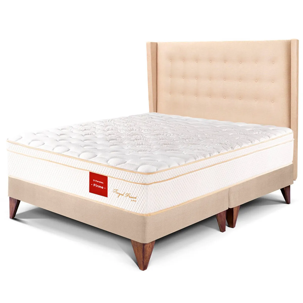 PARAISO - Dormitorio Europeo Royal Prince Firme Gold King + 2 Almohadas Viscoelásticas