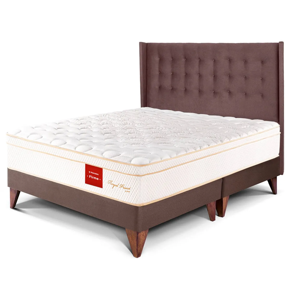 PARAISO - Dormitorio Europeo Royal Prince Firme Gold King + 2 Almohadas Viscoelásticas + Protector