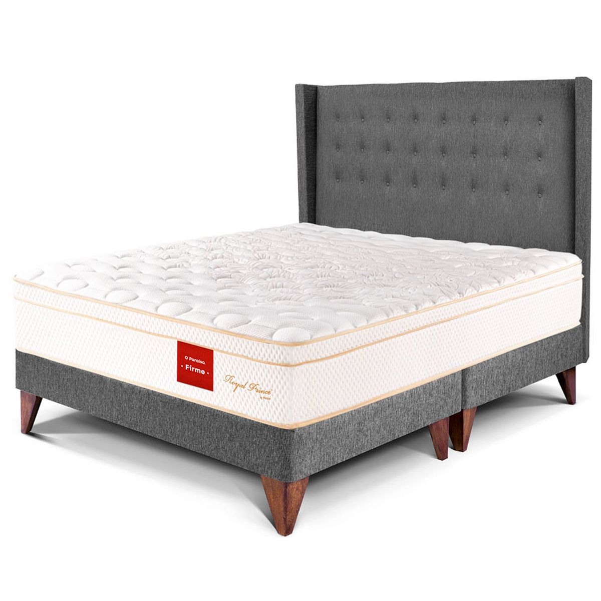 PARAISO - Dormitorio Europeo Royal Prince Firme Gold King + 2 Almohadas Viscoelásticas + Protector