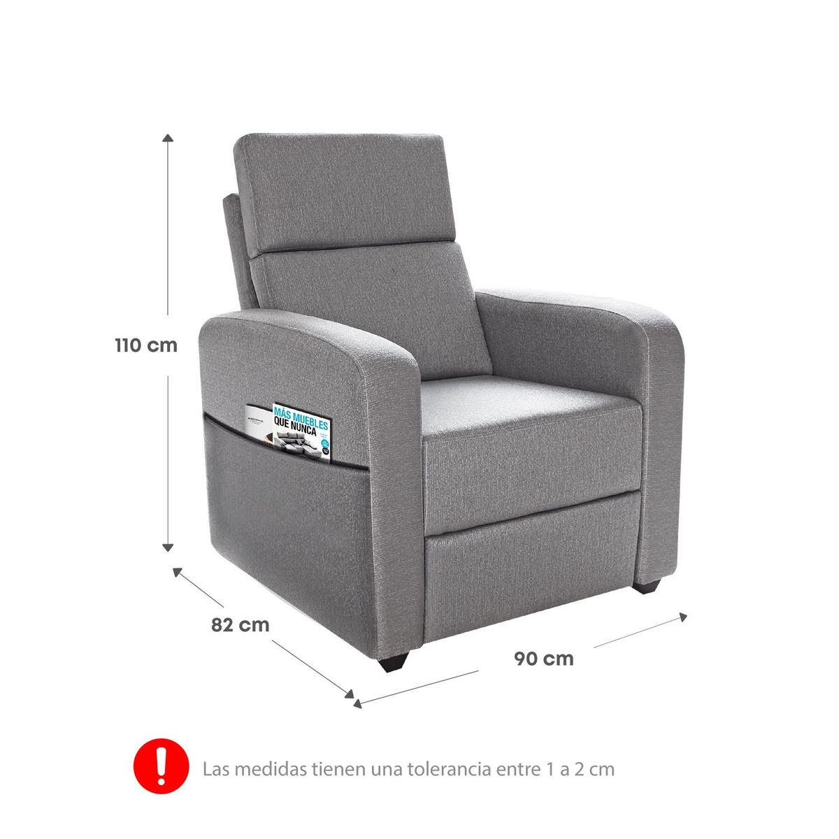 FORLI - Sofá Reclinable 1 Cuerpo con Bolsillo