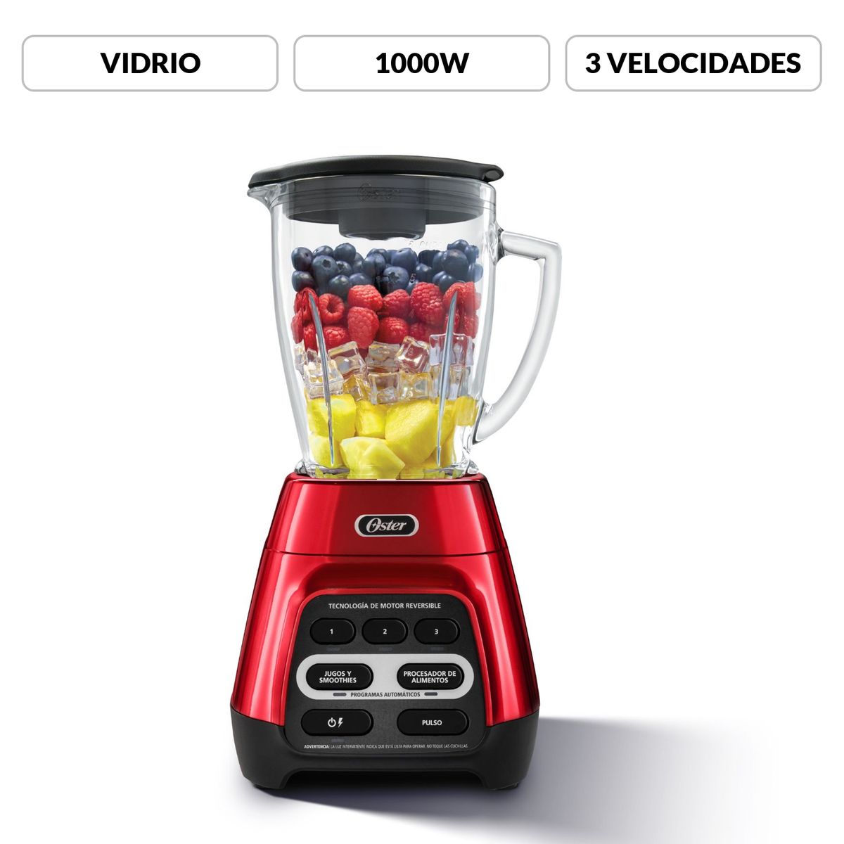 OSTER - Licuadora con Motor Reversible 1.5L Rojo + Blender BLSTPYG1310RBG-053