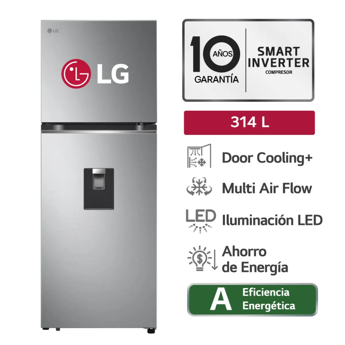 LG - Refrigeradora GT31WPP 314L Door Cooling Top Mount Plateada LG