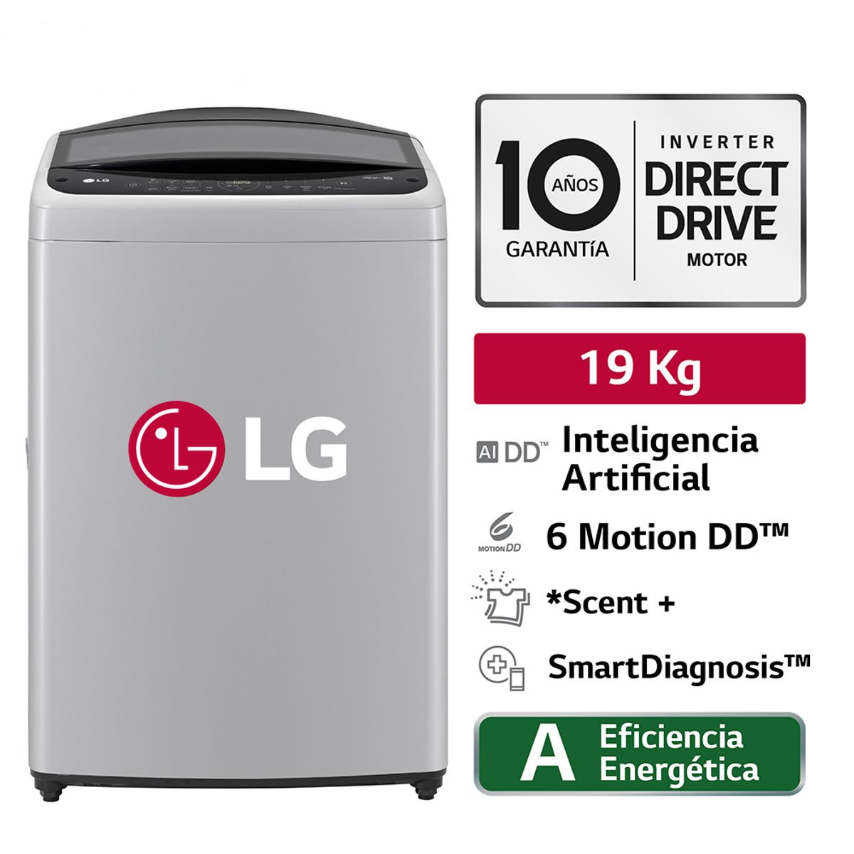 LG - Lavadora WT19DV6 19Kg AI DD Carga Superior Gris LG