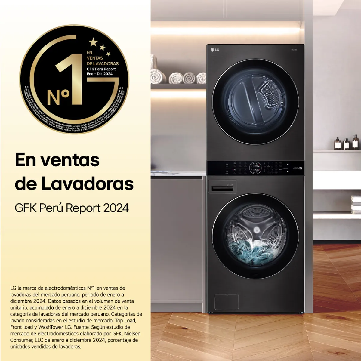 LG - Centro De Lavado Washtower WK22GGS6 22/16kg AI DD Carga Frontal Verde LG