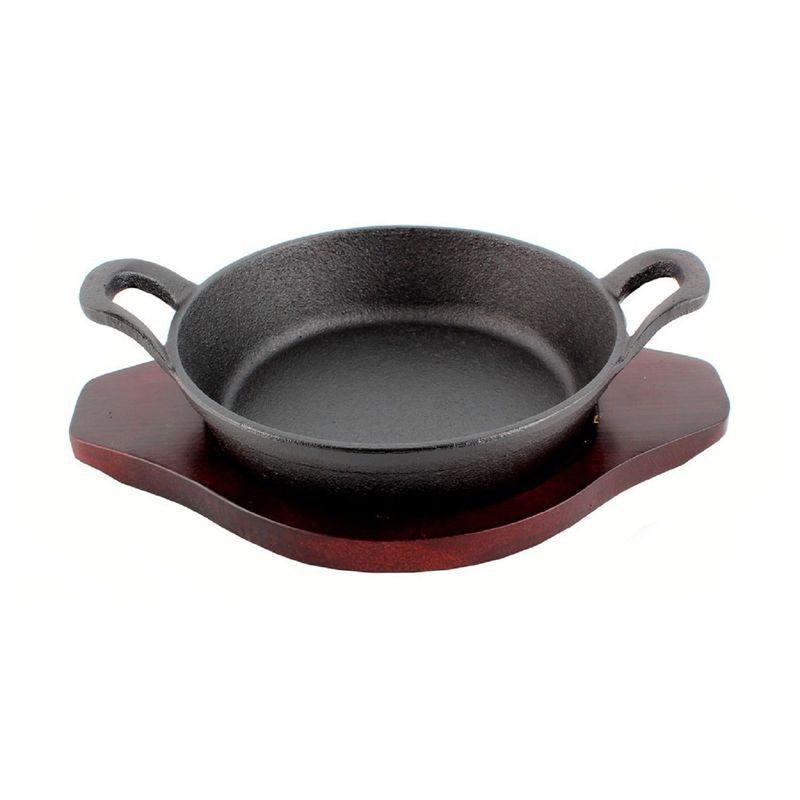 LUGANO - Paila Hierro Fundido 18 cm c/ base de madera Lugano  