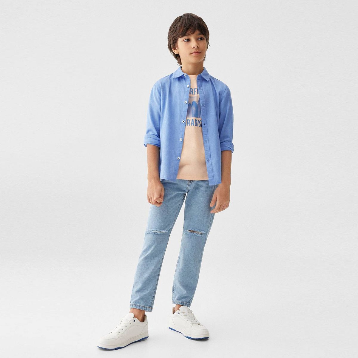 MANGO KIDS - Camisa Niño Manga Larga Algodón Mango Kids