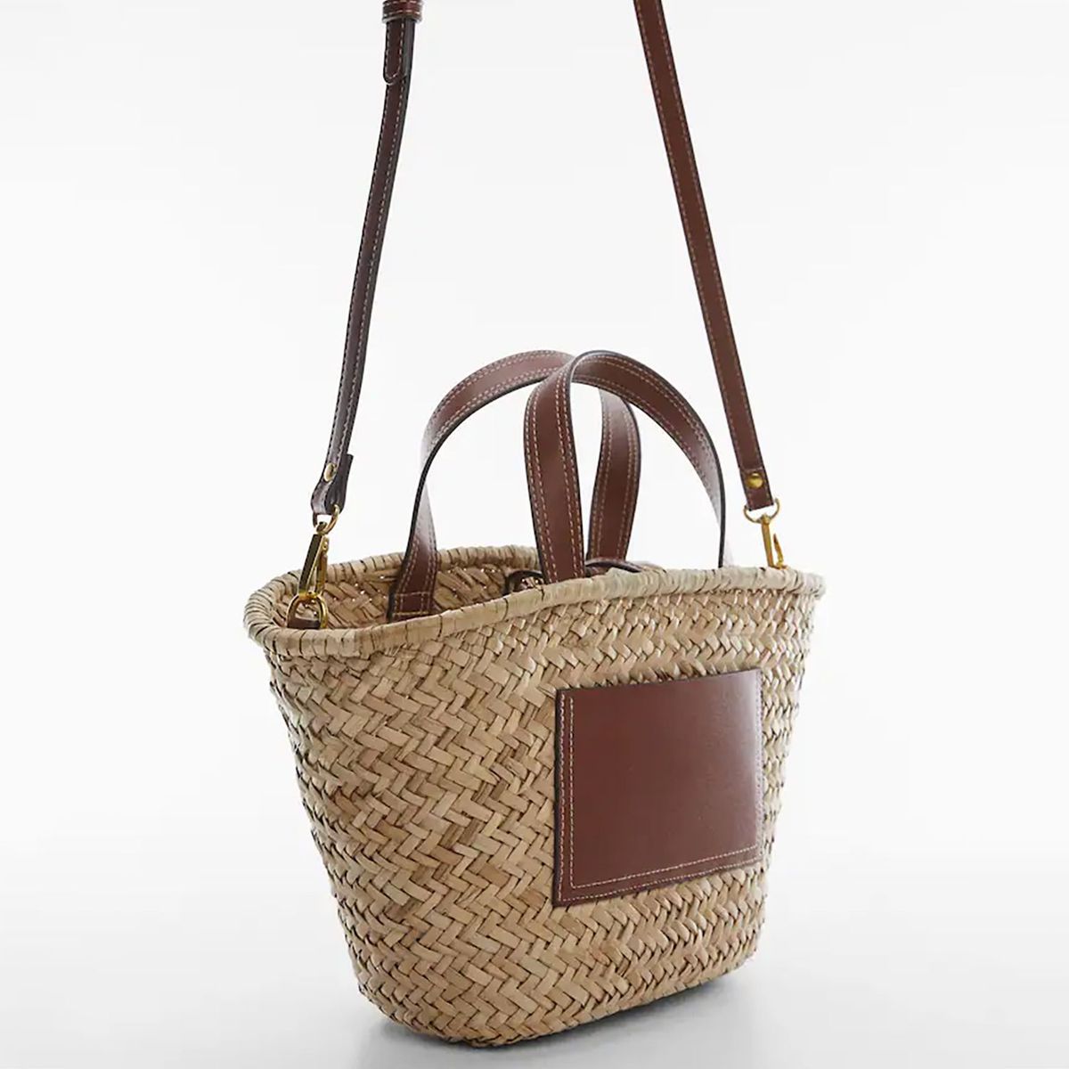 MANGO - Capazo fibra natural bolsillo