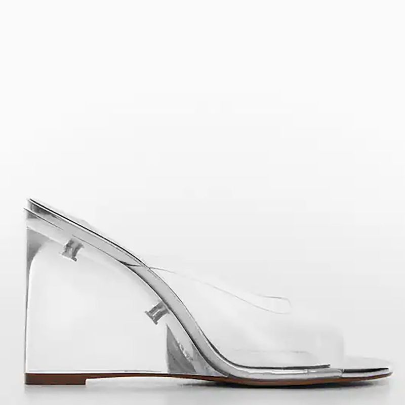 MANGO - Sandalia vinilo cuña transparente