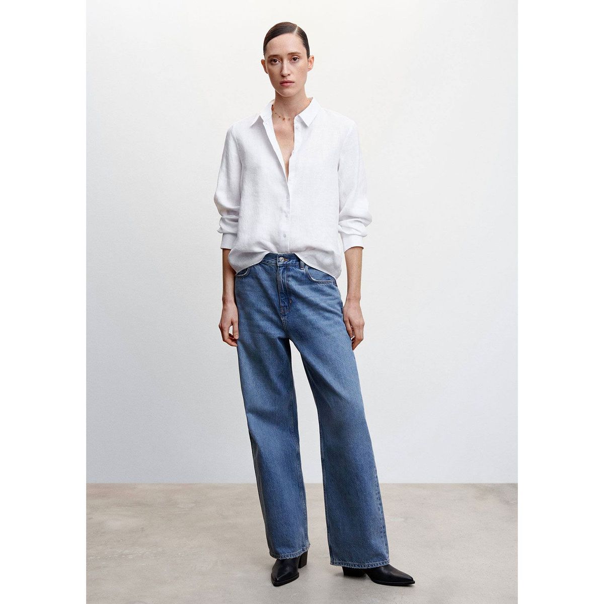 MANGO - Camisa Manga Larga Lino Mujer Mango