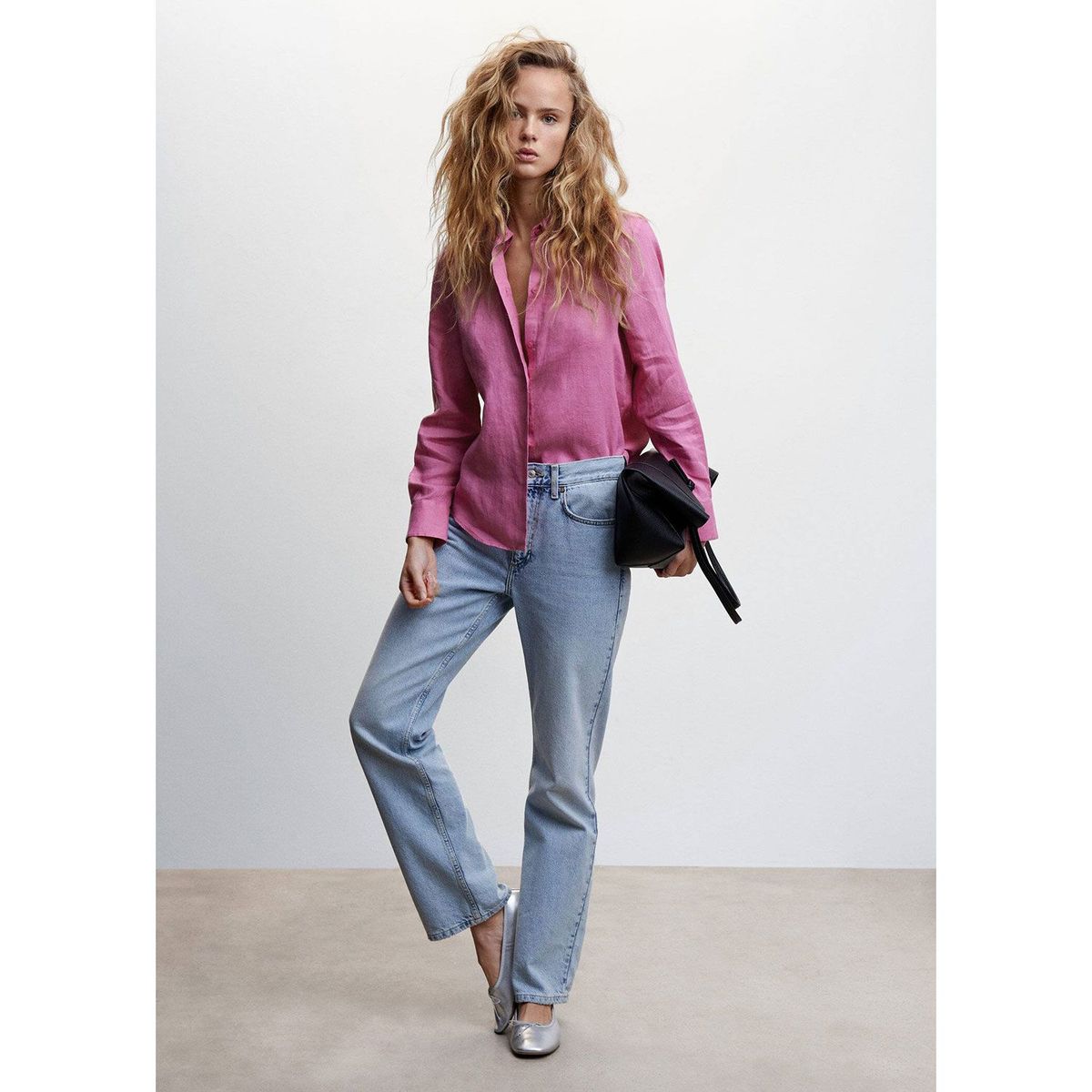 MANGO - Camisa Manga Larga Lino Mujer Mango