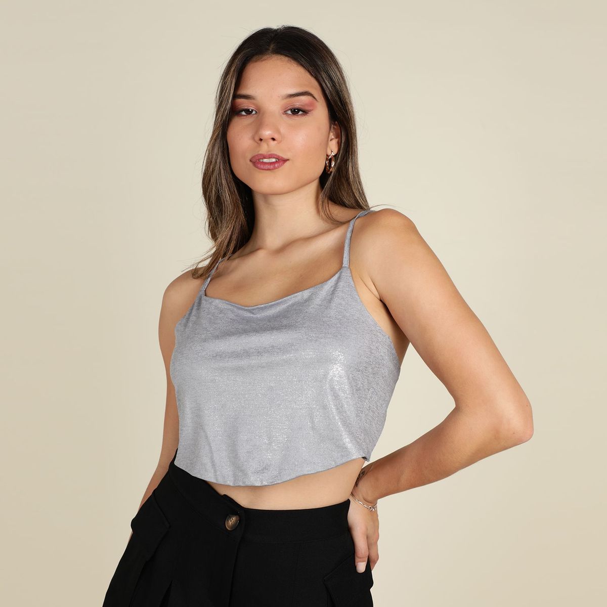 MOSSIMO - Top Crop Metalizado Mujer Mossimo