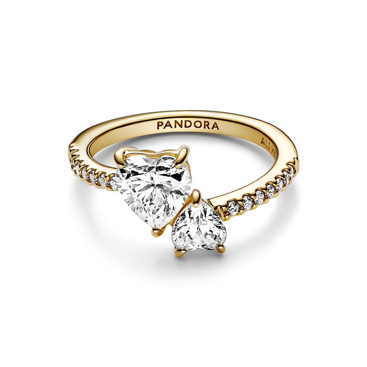 PANDORA - Anillo reluciente Corazón doble